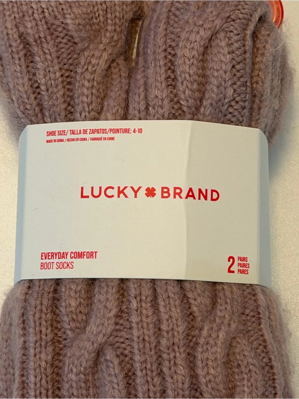 NWT Lucky Brand Cable-Knit Boot Socks in Mauve